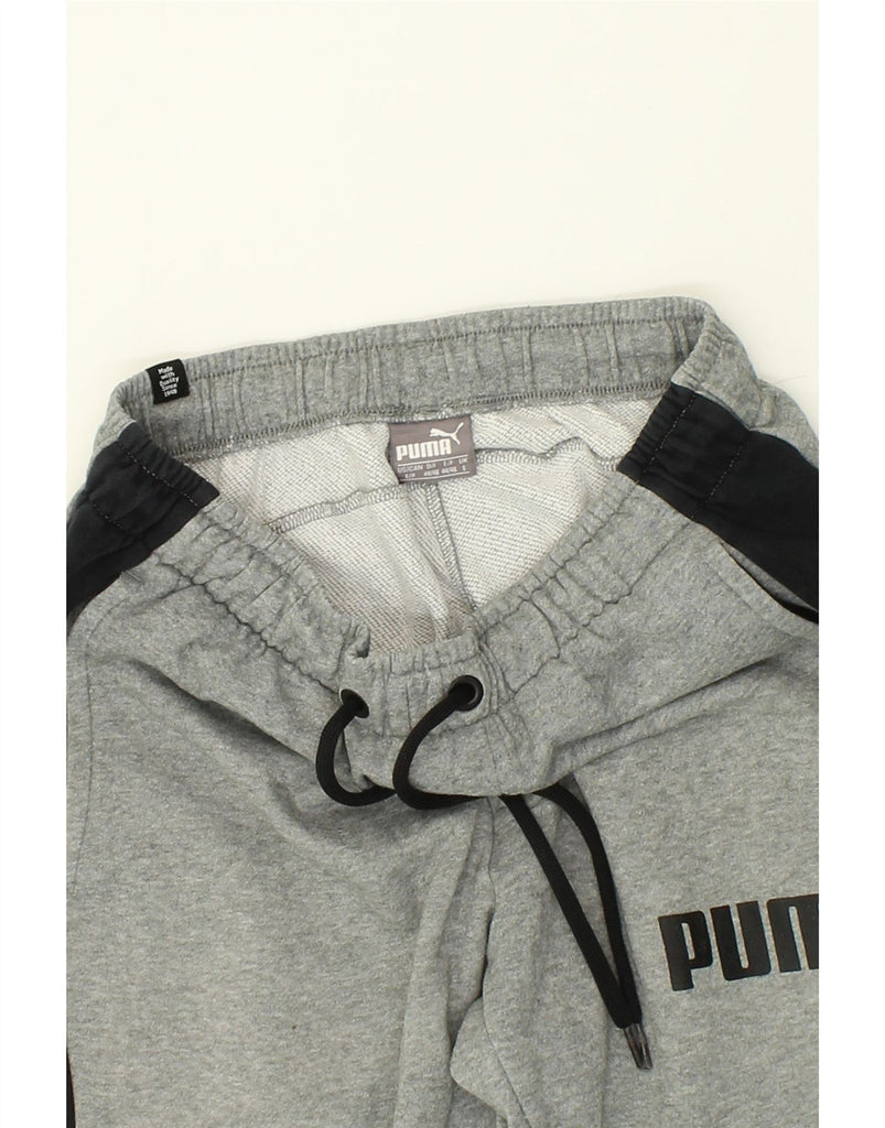 PUMA Mens Graphic Tracksuit Trousers Joggers Small Grey Colourblock Cotton | Vintage Puma | Thrift | Second-Hand Puma | Used Clothing | Messina Hembry 