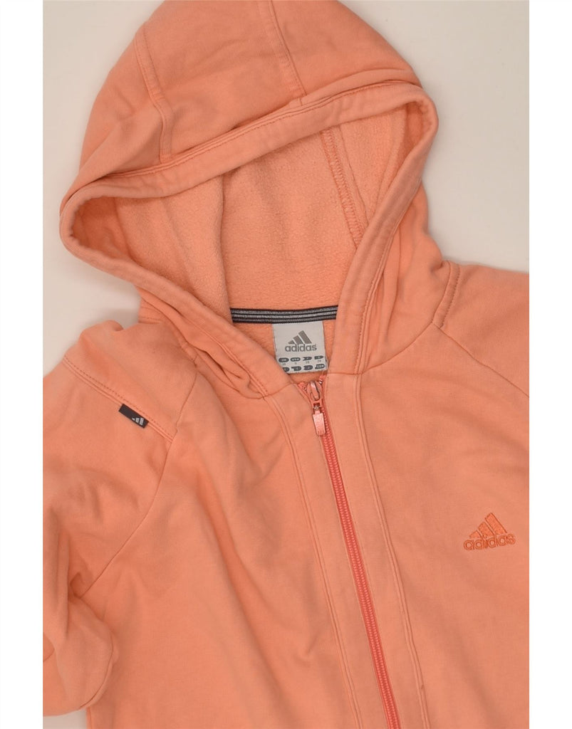 ADIDAS Womens Zip Hoodie Sweater UK 10 Small Orange Cotton | Vintage Adidas | Thrift | Second-Hand Adidas | Used Clothing | Messina Hembry 