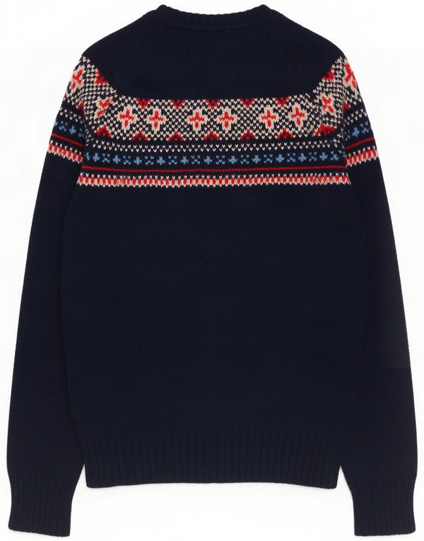 Superdry Womens Cardigan Sweater UK 12 Medium Navy Blue Fair Isle Acrylic