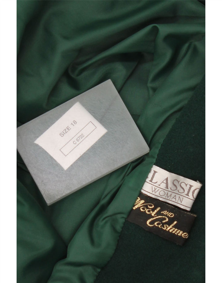 Vintage Womens Double Breasted Blazer Jacket UK 18 XL Green Wool