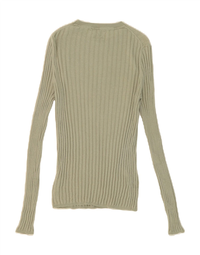 MASSIMO DUTTI Womens Crew Neck Jumper Sweater UK 12 Medium Green Wool Vintage Massimo Dutti and Second-Hand Massimo Dutti from Messina Hembry 