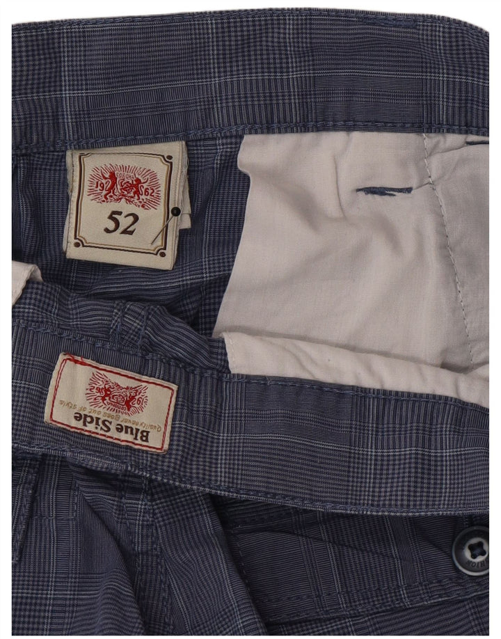 Blue Side Mens Cargo Shorts IT 52 XL W36  Blue Check Cotton