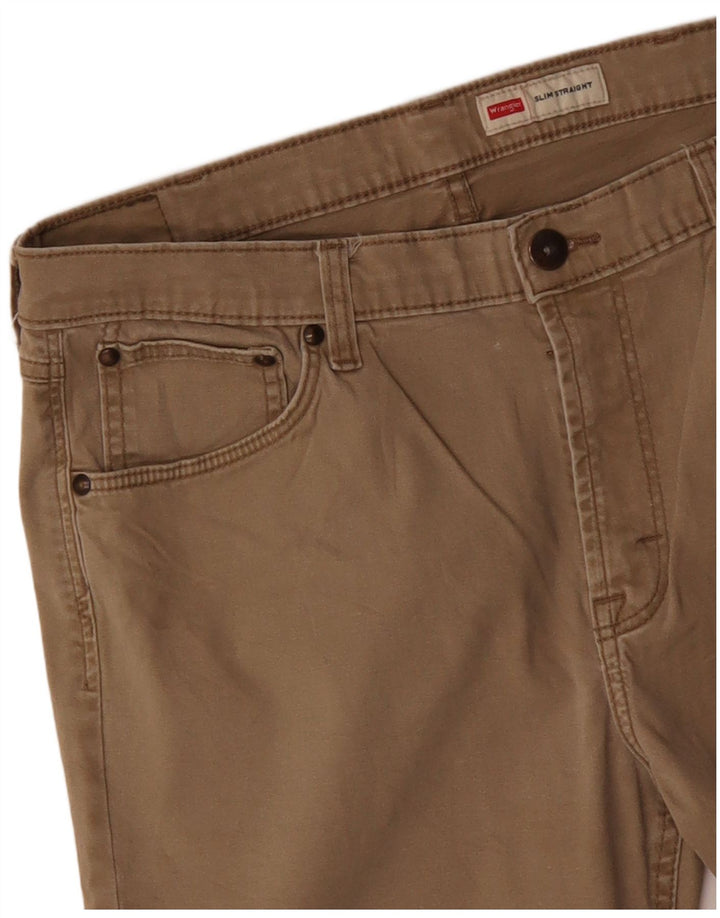 WRANGLER Mens Slim Straight Casual Trousers W36 L29 Beige