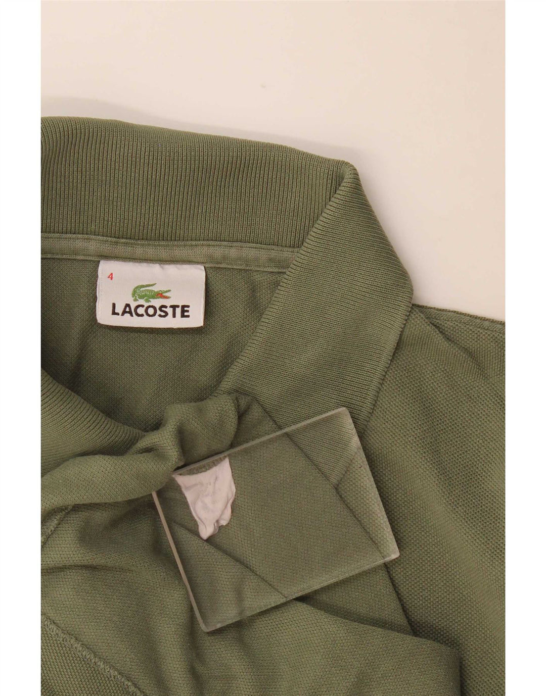 Lacoste Mens Polo Shirt Size 4 Medium Khaki Cotton