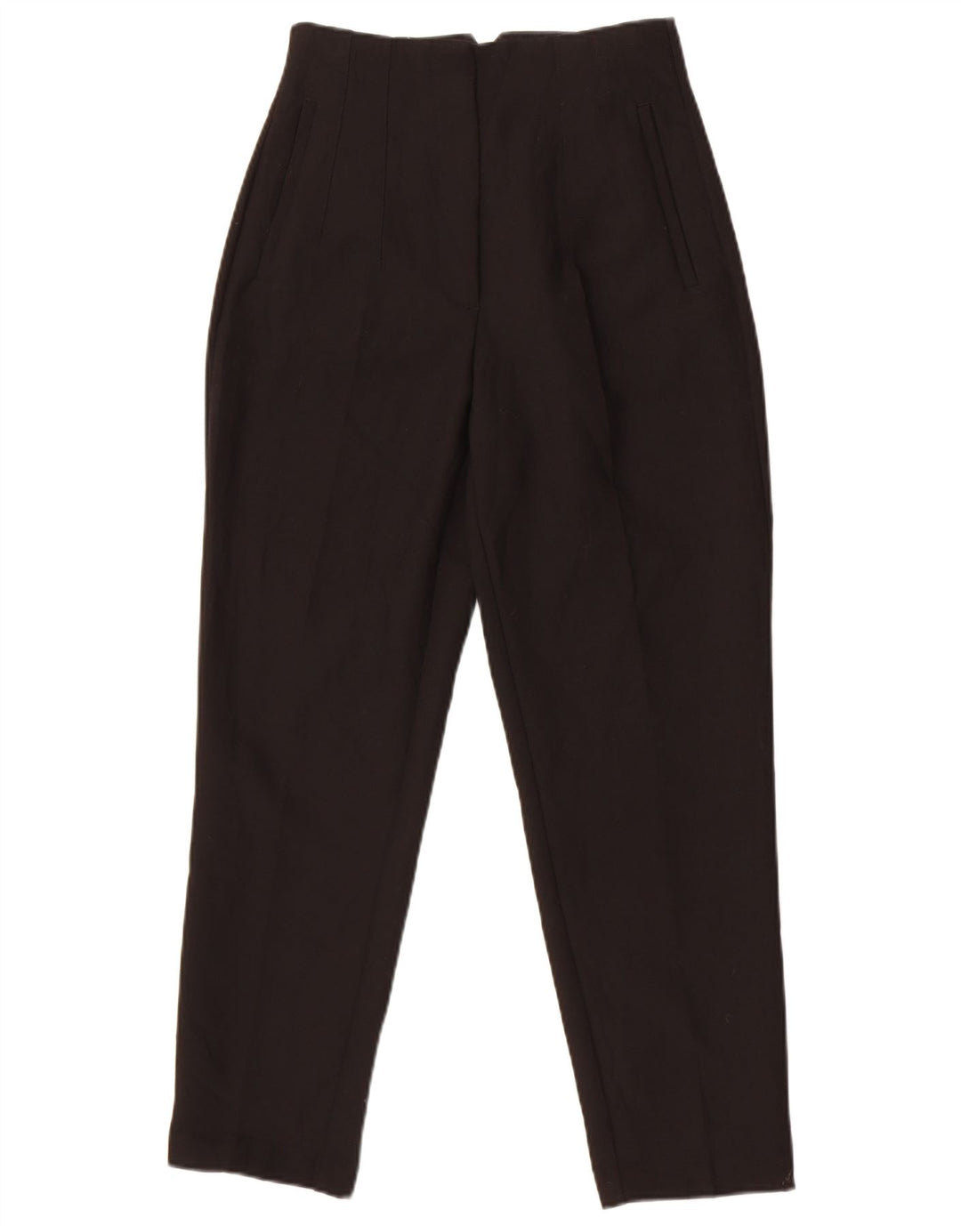 Zara Womens High Waist Slim Suit Trousers Small W26 L26 Black Polyester