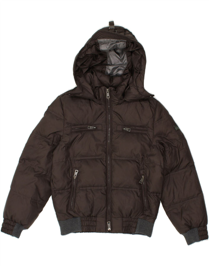 HETREGO Boys Hooded Padded Jacket 9-10 Years Brown | Vintage Hetrego | Thrift | Second-Hand Hetrego | Used Clothing | Messina Hembry 