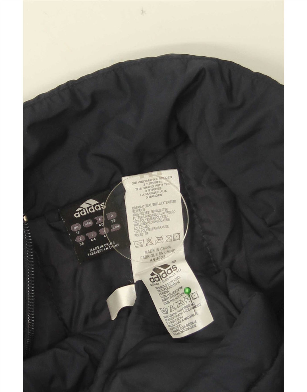 Adidas Womens Padded Overcoat UK 12 Medium Navy Blue Polyester