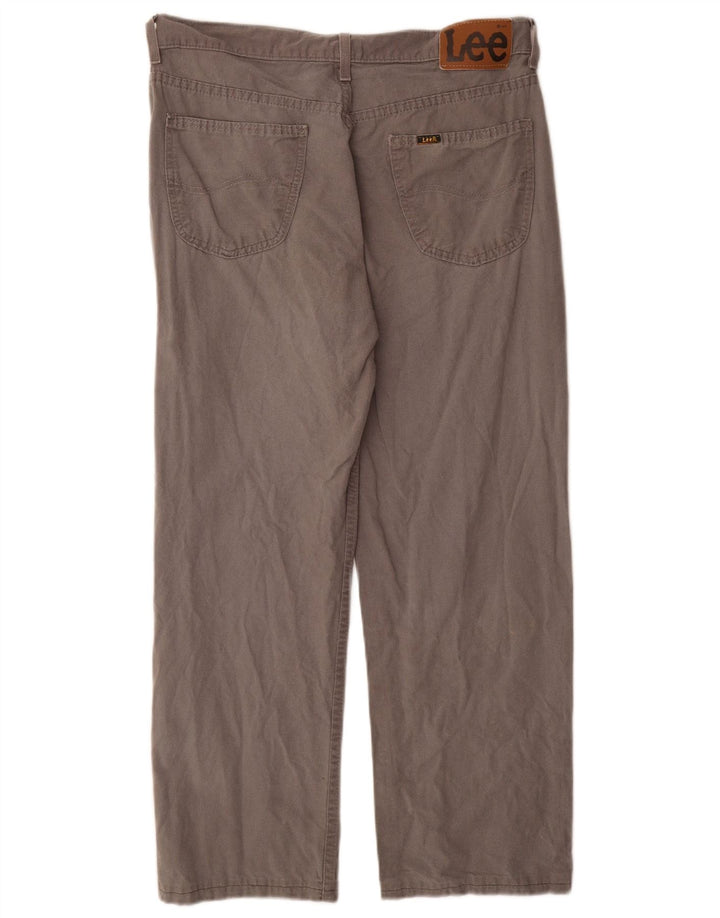 Lee Mens Straight Casual Trousers W34 L28 Grey Linen