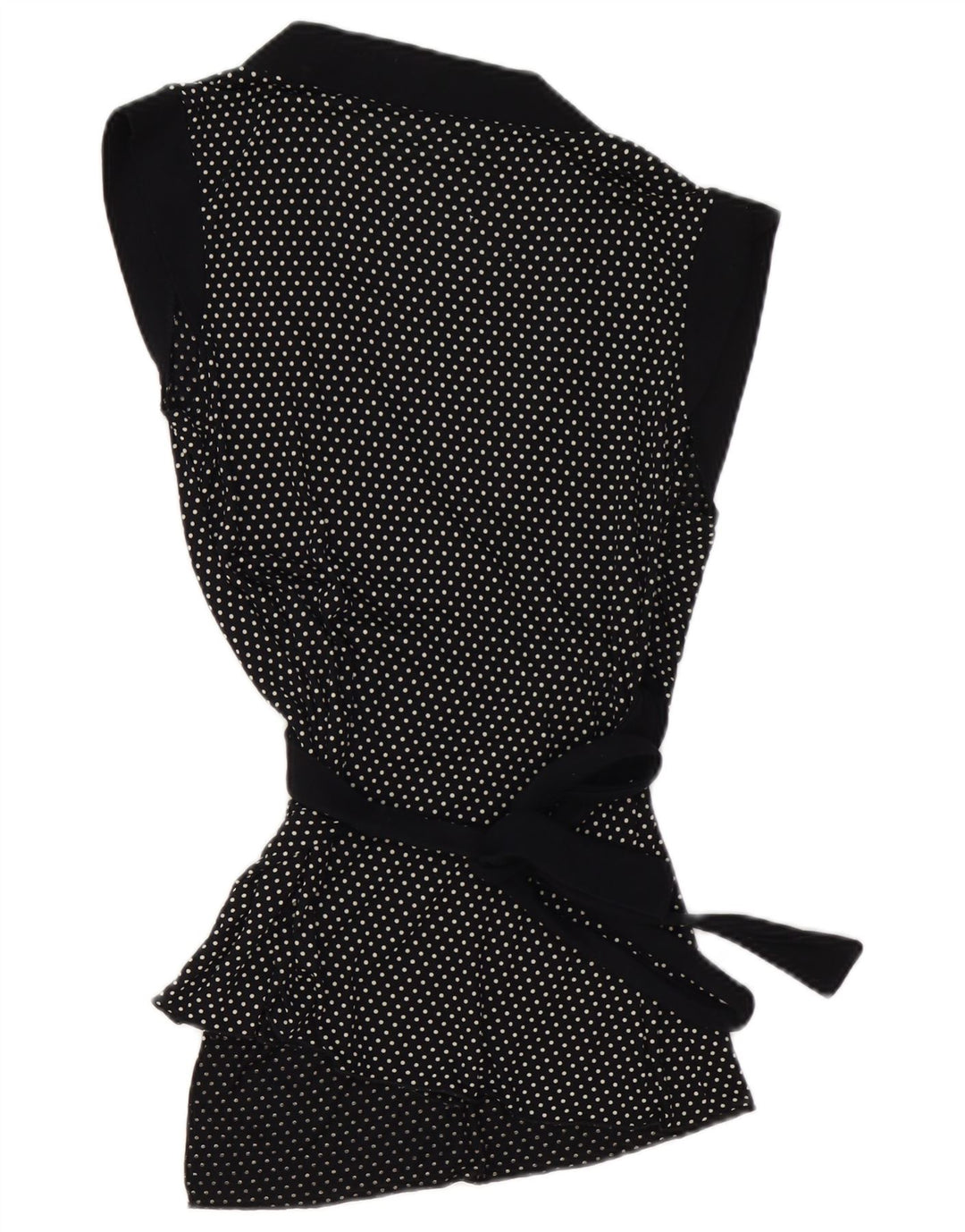 KOOKAI Womens Wrap Sleeveless Cardigan Top US 3 Small Black Polka Dot