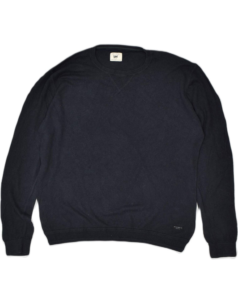 LEE Mens Crew Neck Jumper Sweater XL Navy Blue Cotton | Vintage | Thrift | Second-Hand | Used Clothing | Messina Hembry 