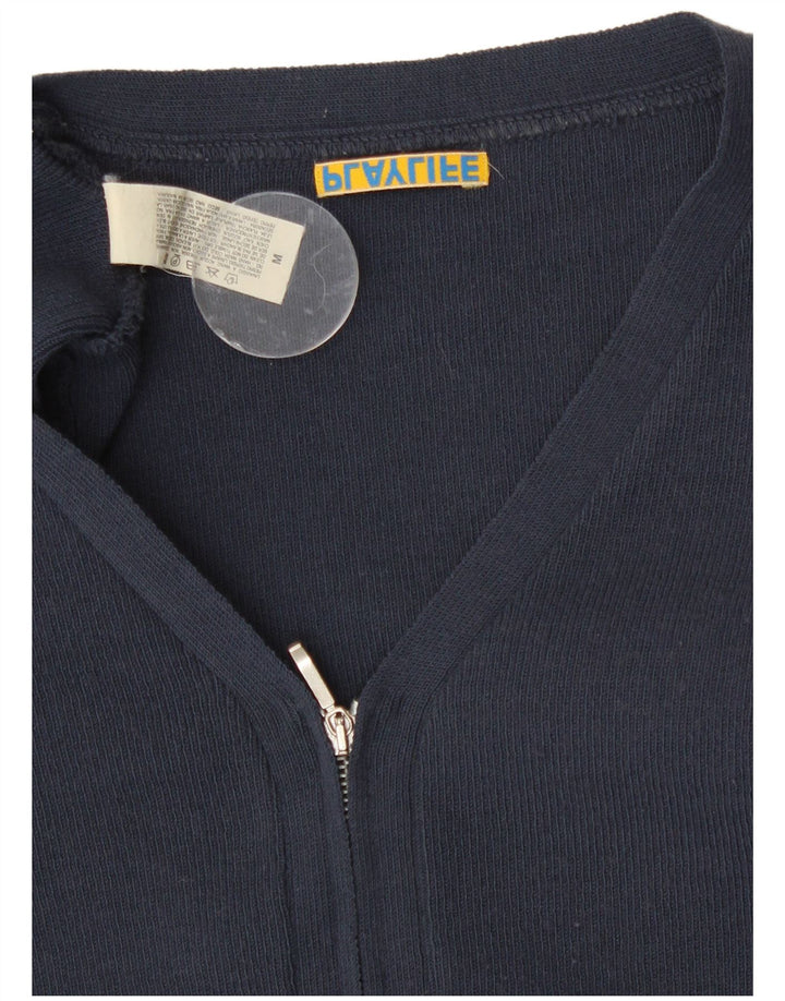 Playlife Womens Crop Cardigan Sweater UK 12 Medium Navy Blue Polyamide