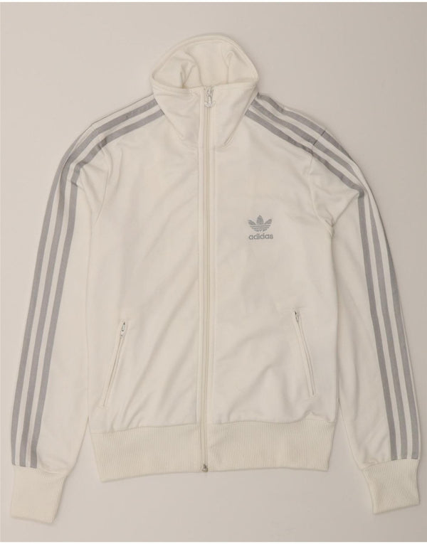 Adidas Womens Graphic Tracksuit Top Jacket EU 38 Small White Polyester