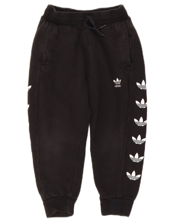 Adidas Boys Graphic Tracksuit Trousers Joggers 4-5 Years Black Cotton