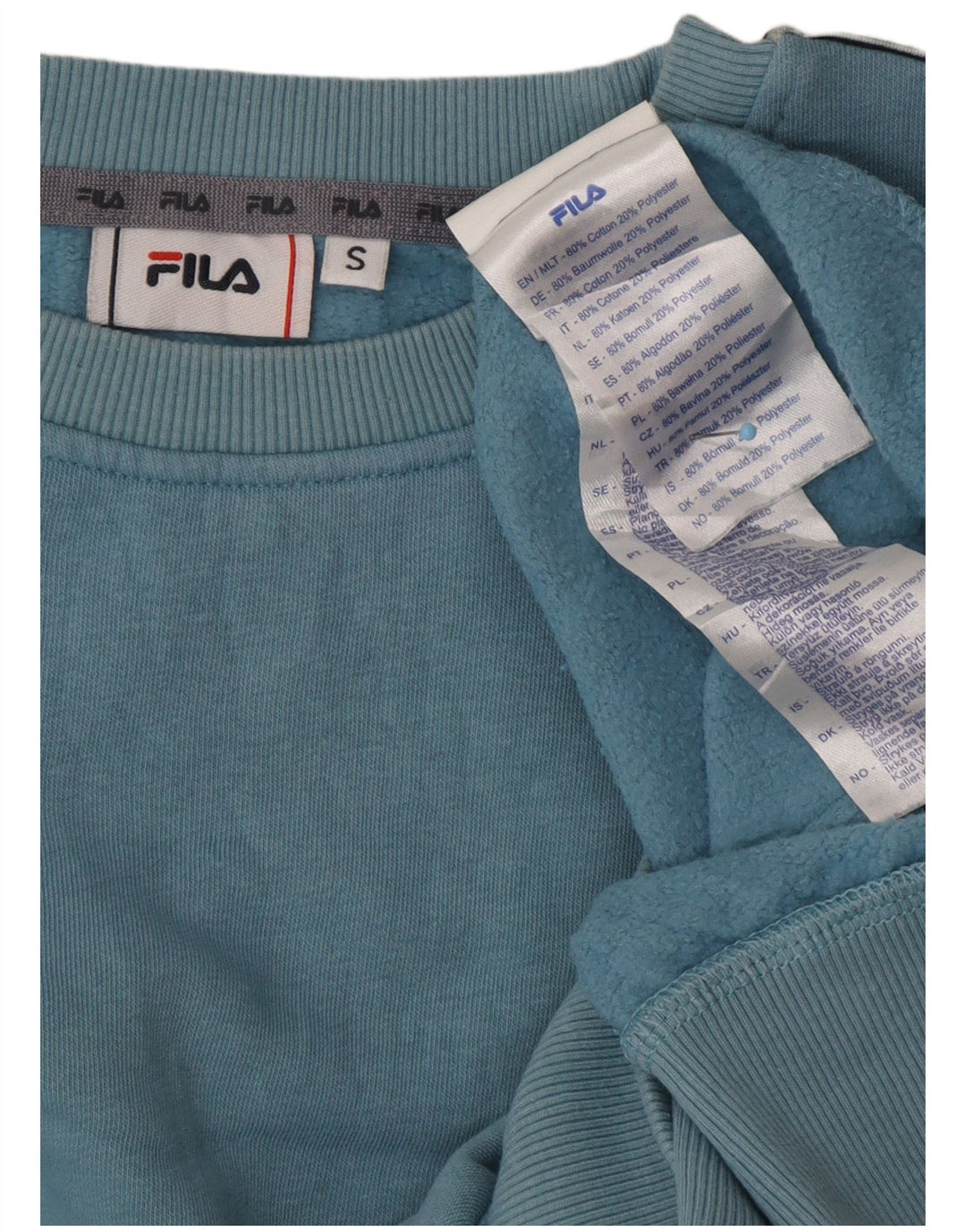 FILA Mens Graphic Sweatshirt Jumper Small Blue Colourblock Cotton