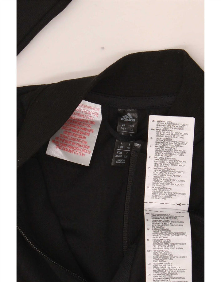 Adidas Boys Tracksuit Top Jacket 7-8 Years Black Colourblock Polyester