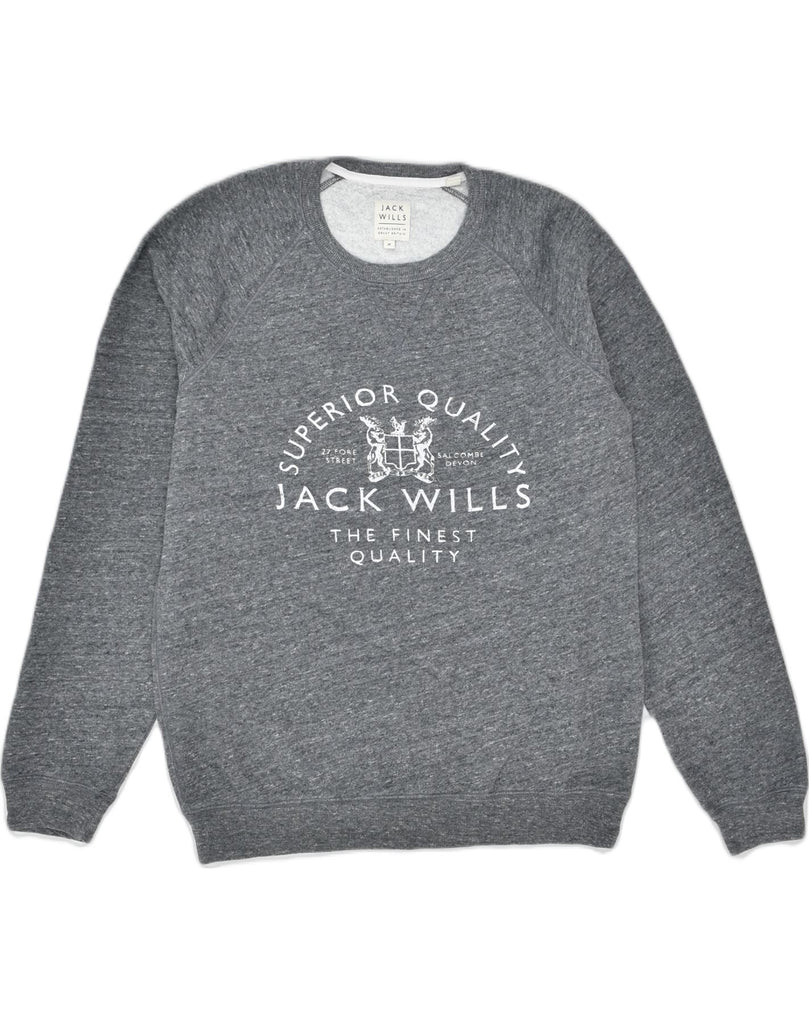 JACK WILLS Mens Graphic Sweatshirt Jumper Medium Grey Cotton | Vintage | Thrift | Second-Hand | Used Clothing | Messina Hembry 