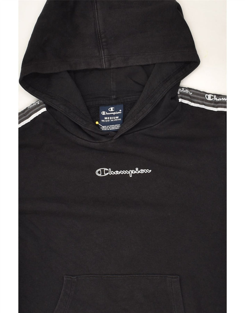 CHAMPION Boys Graphic Hoodie Jumper 9-10 Years Medium Black Cotton | Vintage Champion | Thrift | Second-Hand Champion | Used Clothing | Messina Hembry 