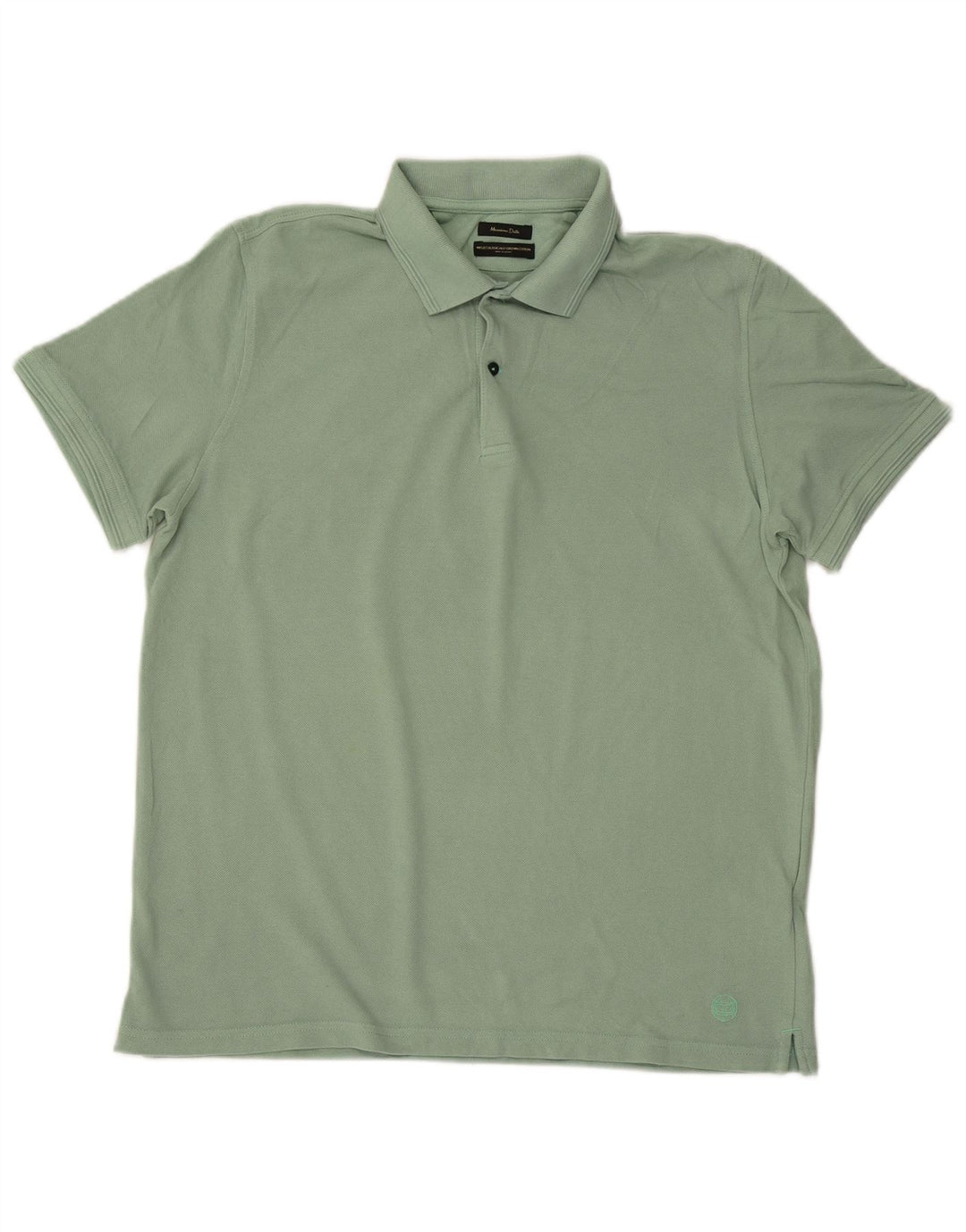 MASSIMO DUTTI Mens Polo Shirt Large Green Cotton
