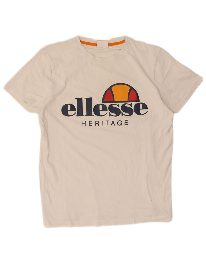 Ellesse Mens Heritage Graphic T-Shirt Top Small White Cotton