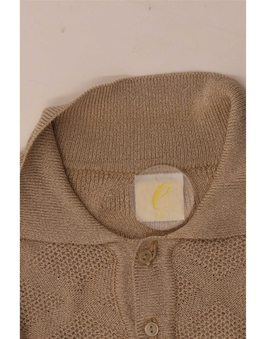 Vintage Mens Polo Neck Jumper Sweater IT 50 Medium Beige