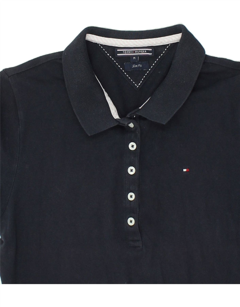 TOMMY HILFIGER Womens Slim Fit Polo Shirt UK 12 Medium Navy Blue Vintage Tommy Hilfiger and Second-Hand Tommy Hilfiger from Messina Hembry 