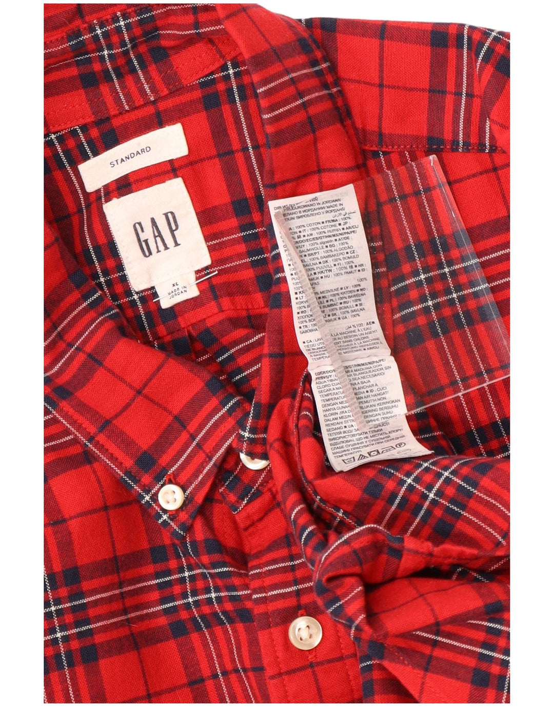 GAP Mens Standard Fit Flannel Shirt XL Red Check Cotton