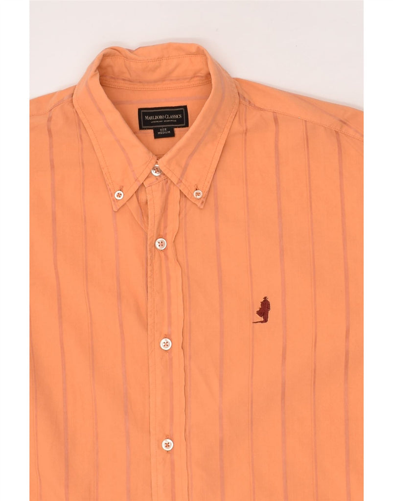 MARLBORO CLASSICS Mens Shirt Medium Orange Striped Cotton | Vintage Marlboro Classics | Thrift | Second-Hand Marlboro Classics | Used Clothing | Messina Hembry 