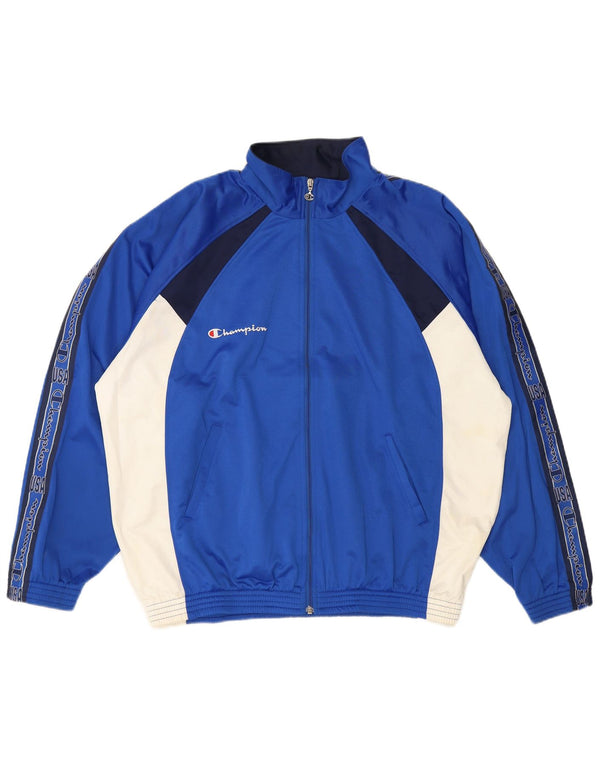 Champion Mens Graphic Tracksuit Top Jacket 2XL Blue Colourblock Polyester