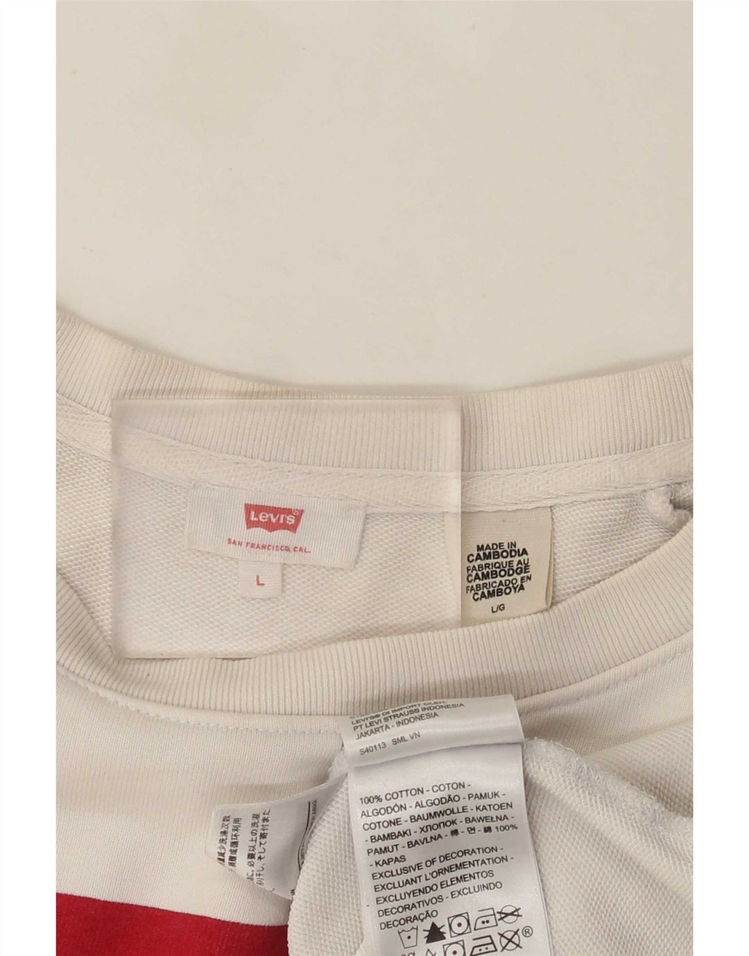 Levi's Womens Graphic Oversized Sweatshirt Jumper UK 16 Large White Cotton