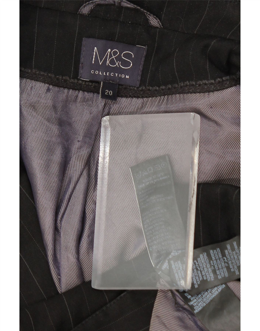 Marks & Spencer Womens 1 Button Blazer Jacket UK 20 2XL Grey Pinstripe