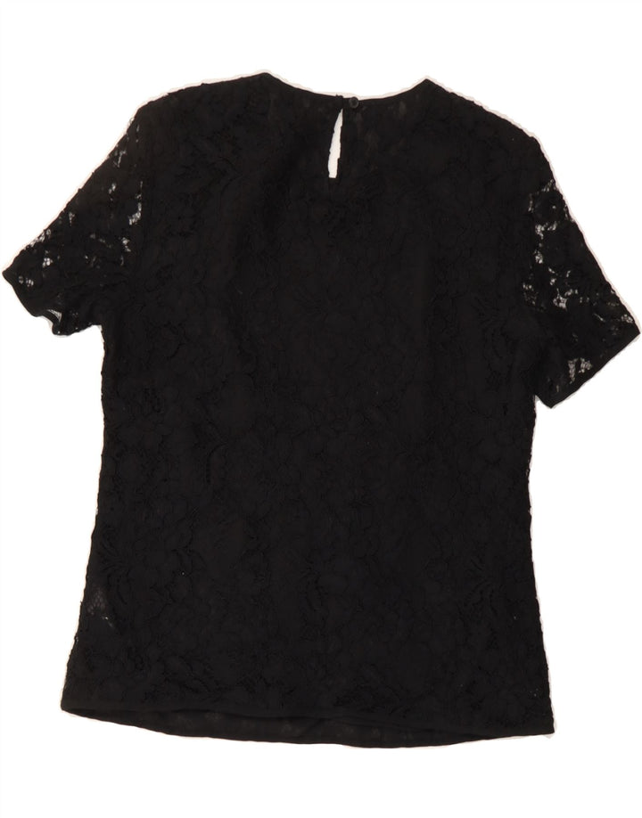 FRENCH CONNECTION Womens Blouse Top UK 12 Medium Black Floral Polyamide Vintage French Connection and Second-Hand French Connection from Messina Hembry 