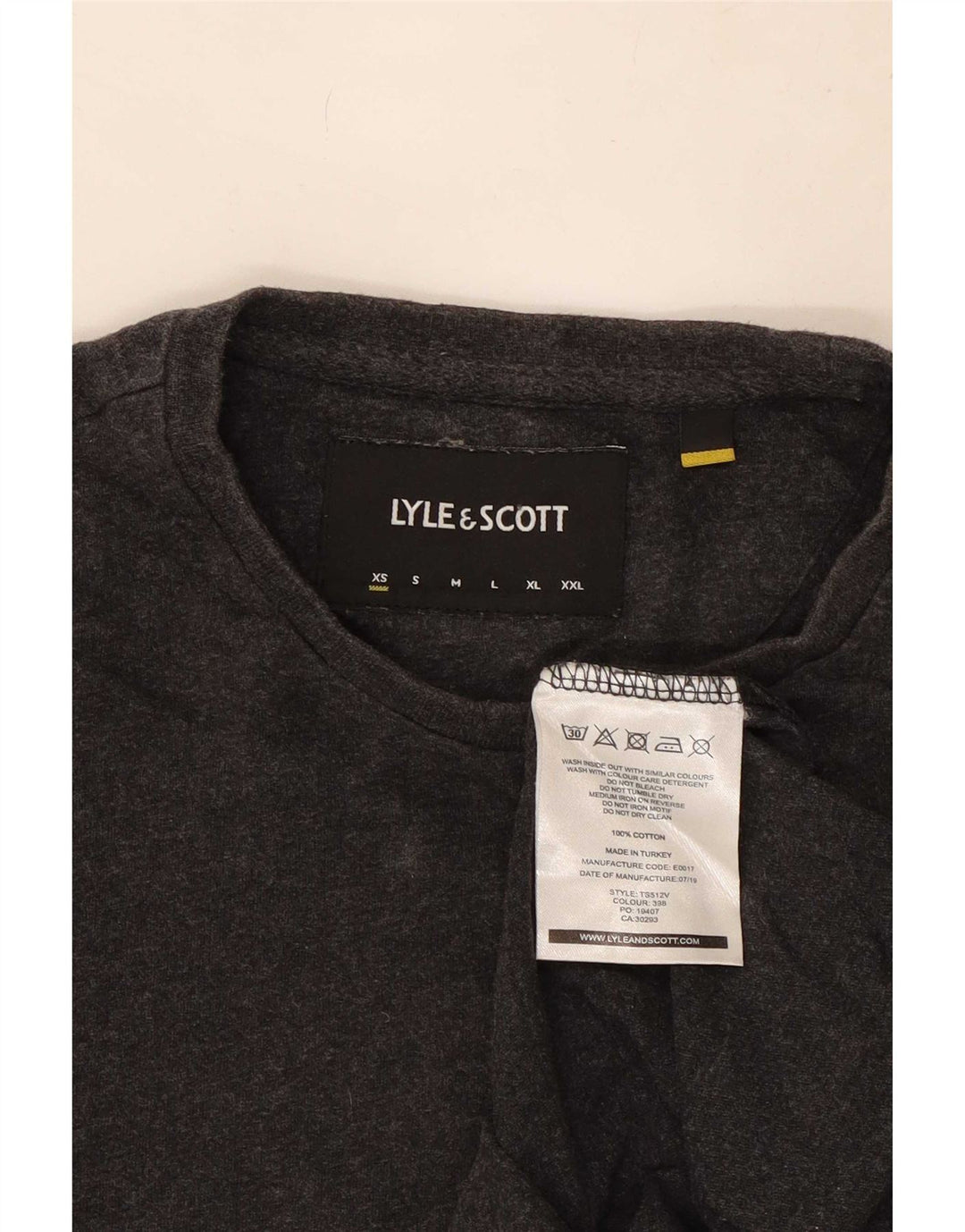 Lyle & Scott Mens Top Long Sleeve XS Grey Cotton