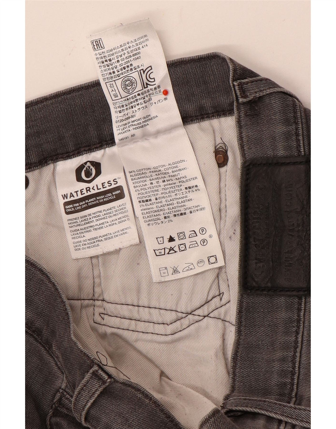 Levi's Mens Straight Jeans W34 L30 Grey Cotton