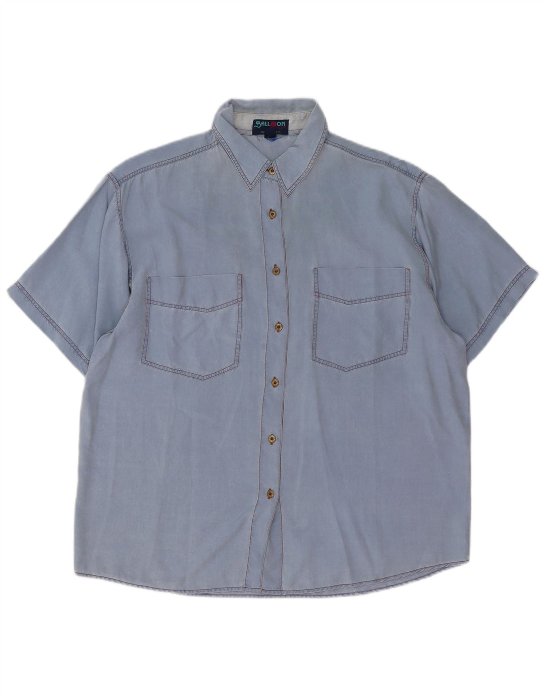 Ball On Womens Short Sleeve Oversized Shirt IT 38 XS Blue Silk