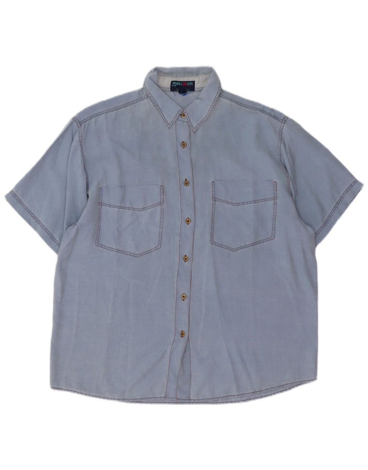 Ball On Womens Short Sleeve Oversized Shirt IT 38 XS Blue Silk