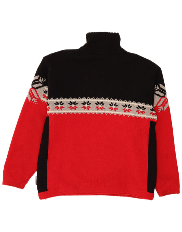 Vintage Mens Zip Neck Jumper Sweater XL Black Fair Isle Wool