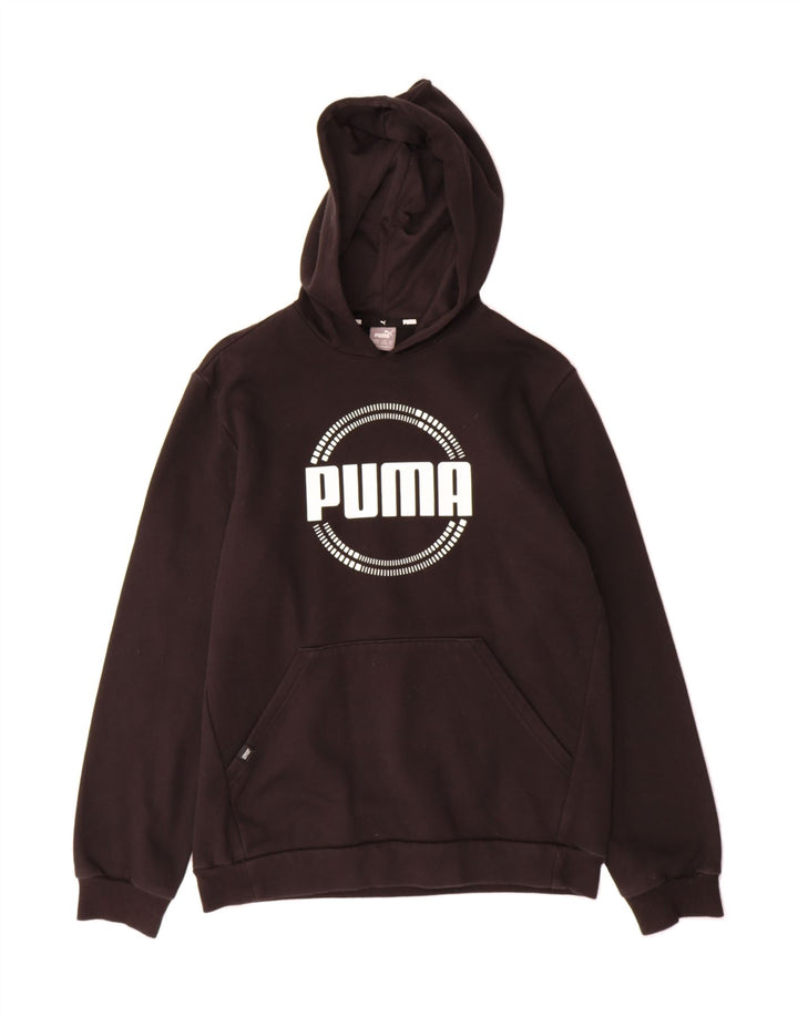 PUMA Boys Graphic Hoodie Jumper 15-16 Years Black Vintage Puma and Second-Hand Puma from Messina Hembry 