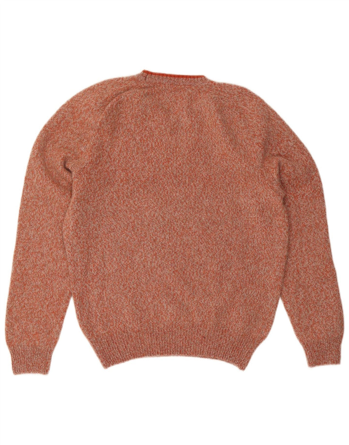 Zara Mens Crew Neck Jumper Sweater Large Orange Flecked Wool