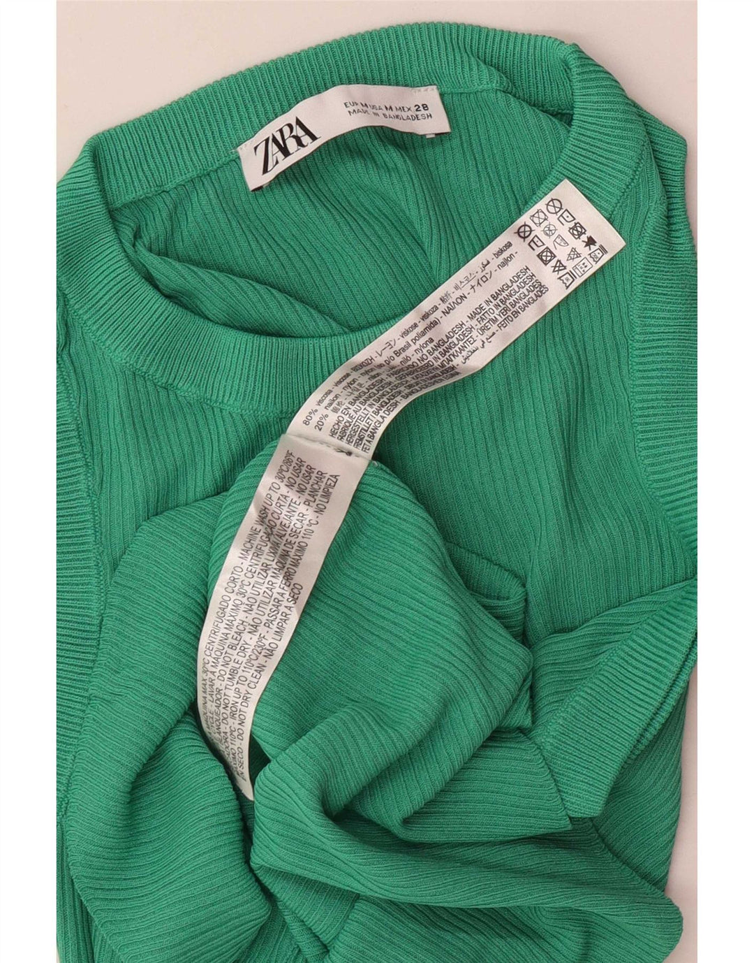Zara Womens Vest Top UK 12 Medium Green Viscose