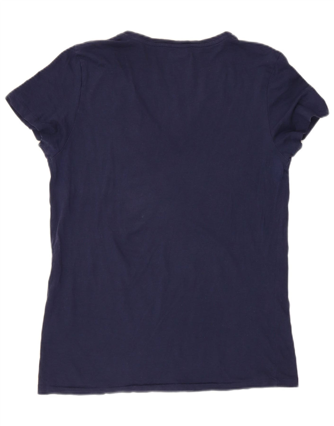RALPH LAUREN Womens T-Shirt Top UK 12 Medium Navy Blue Cotton