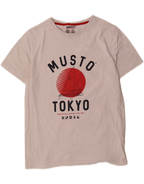 Musto Mens Graphic T-Shirt Top Medium White Cotton