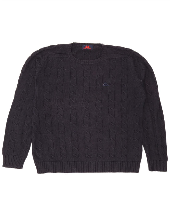 Kappa Mens Crew Neck Jumper Sweater Medium Navy Blue Cotton