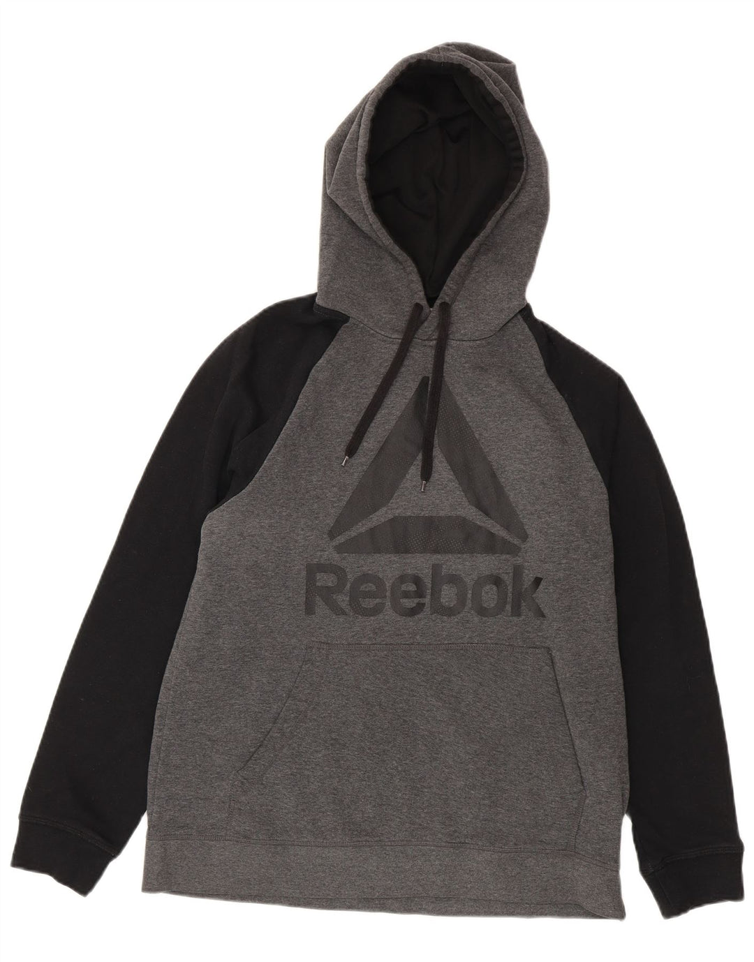 Reebok Mens Graphic Hoodie Jumper Medium Grey Colourblock Cotton