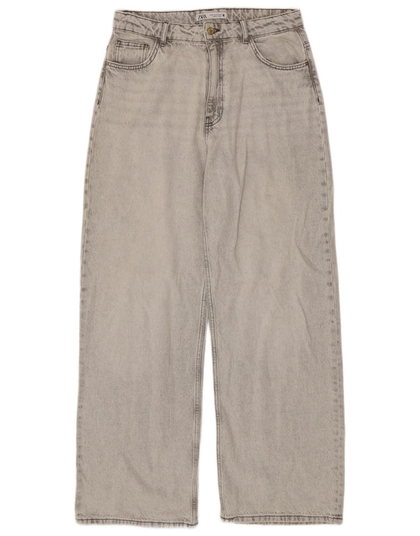Zara Womens Wide Leg Jeans EU 42 Large W32 L32 Grey Cotton