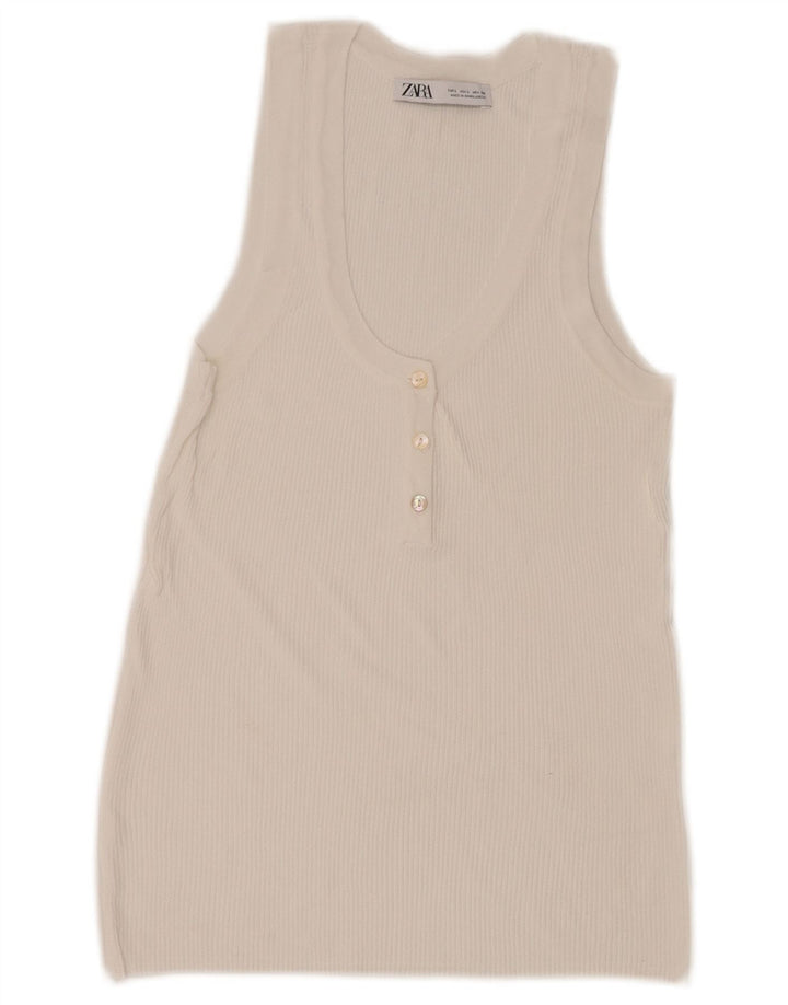 Zara Womens Sleeveless Blouse Top UK 14 Large White