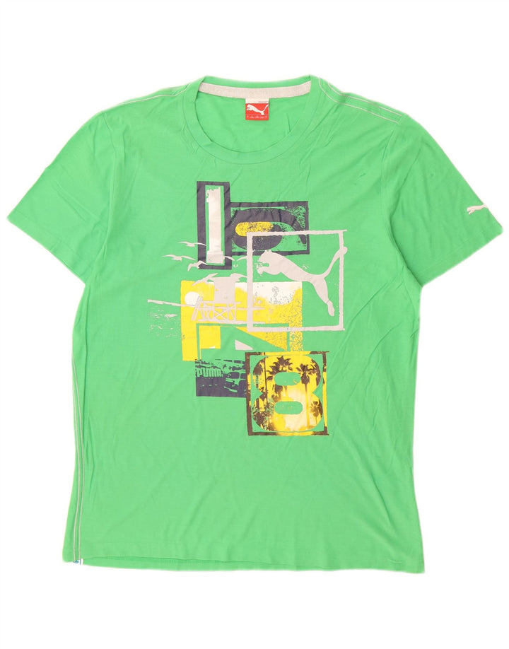 Puma Mens Graphic T-Shirt Top Large Green Cotton