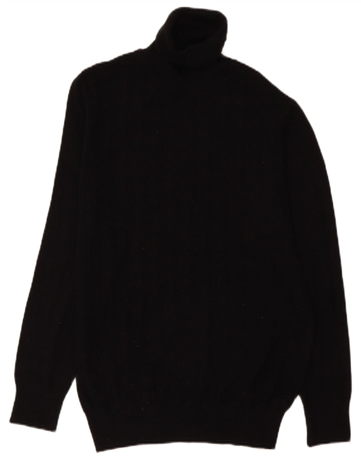 Zara Mens Roll Neck Jumper Sweater Medium Black Viscose