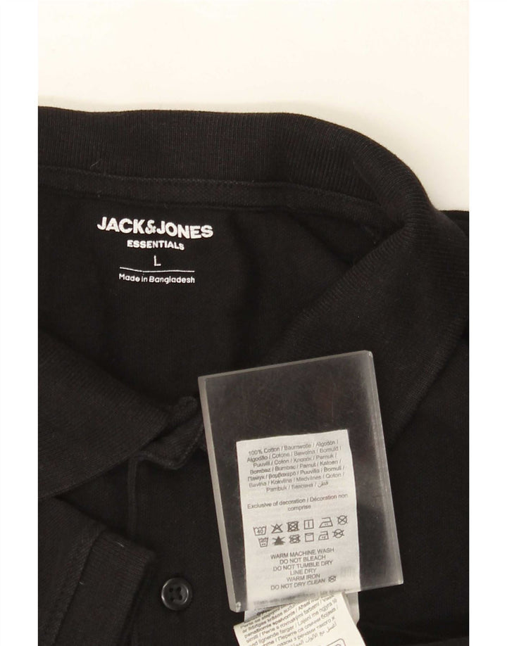 Jack & Jones Mens Polo Shirt Large Black Cotton
