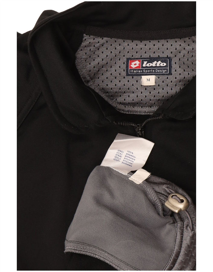 LOTTO Mens Tracksuit Top Jacket Medium Black Colourblock Polyester
