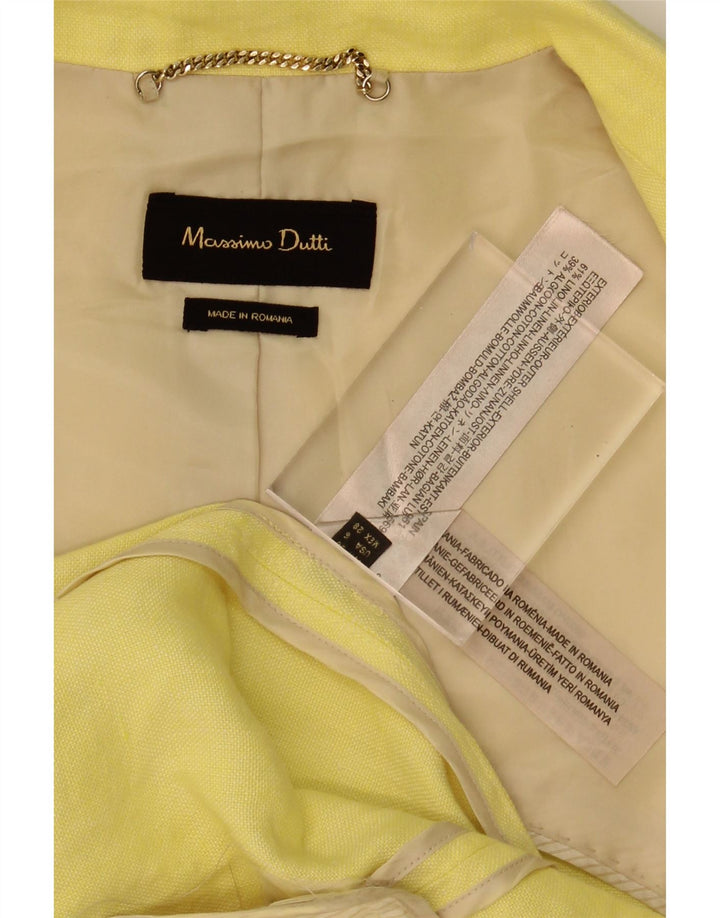MASSIMO DUTTI Womens 1 Button Blazer Jacket EU 38 Medium Yellow Linen